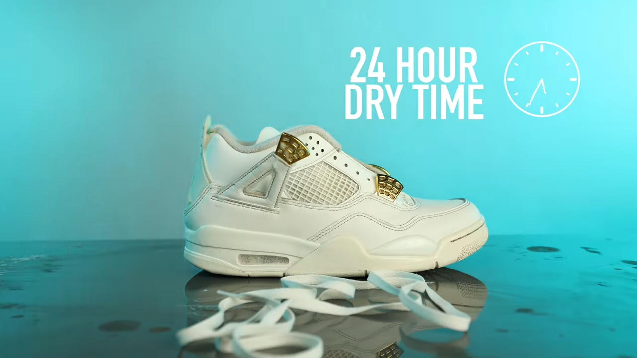 Leaving the Air Jordan 4s to dry for 24 hours
