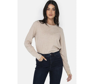 Peace Love World Women’s The Frankie Stripe Tee- Chai Latte - Smarams