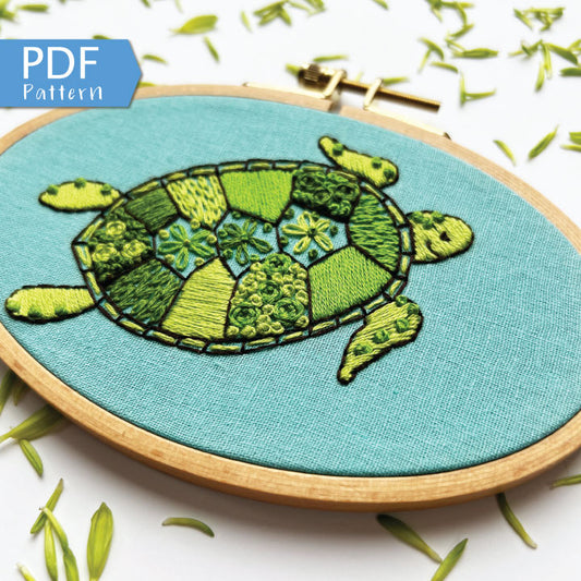 Turtle Embroidery Patterns - DIY Embroidery Kit - Kid's Cute