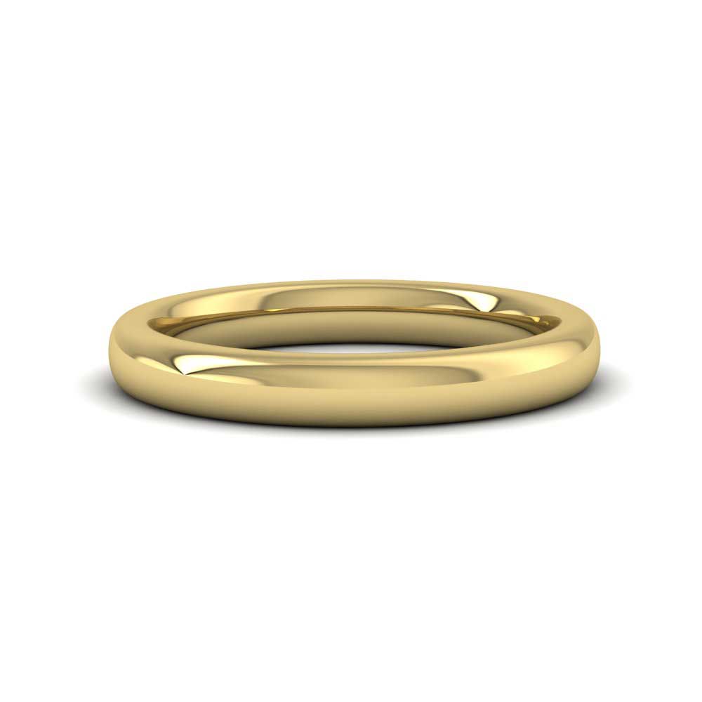 9ct Yellow Gold 3mm Cushion Court Shape (Comfort Fit) Super Heavy Weight Wedding Ring Down View