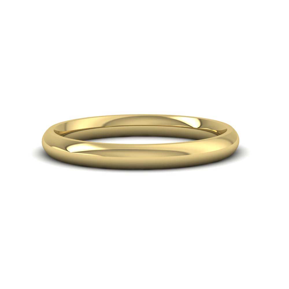 22ct Yellow Gold 2.5mm Court Shape (Comfort Fit) Extra Heavy Weight Wedding Ring Down View