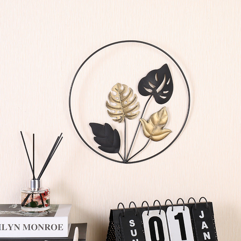 Black Gold Leaves Bedroom Office  Wall Decoration