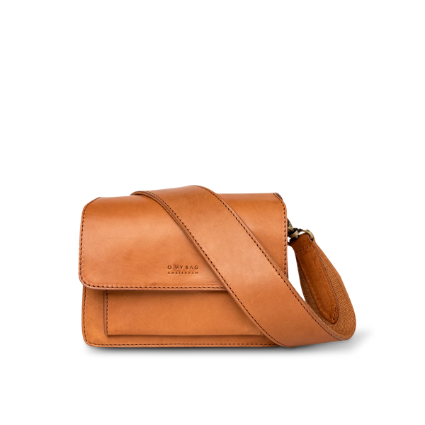 O My Bag Amsterdam Herringbone Webbing Strap - Jade & Cognac Classic Leather