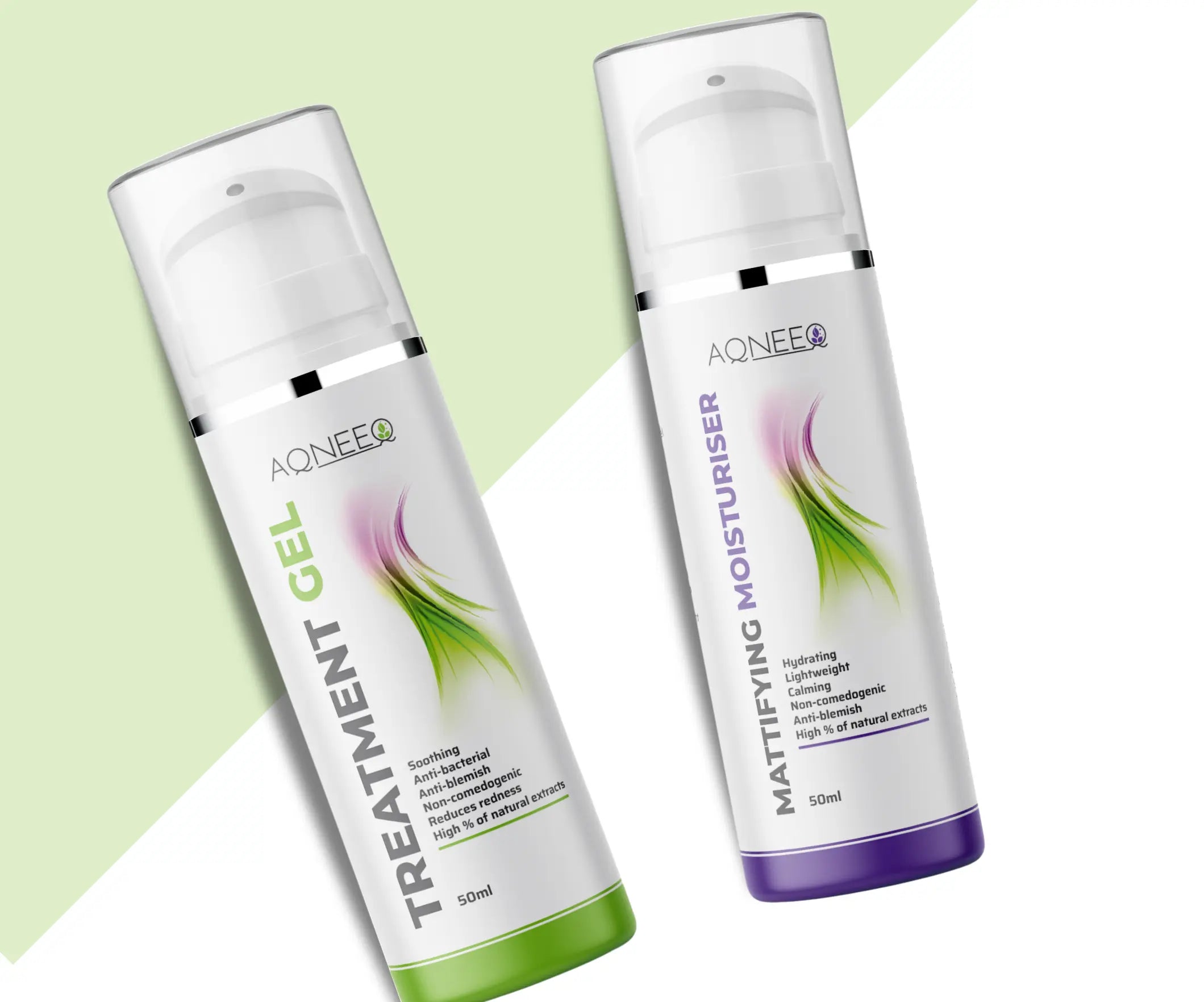 Aqneeq bottles. Acne treatment solution.