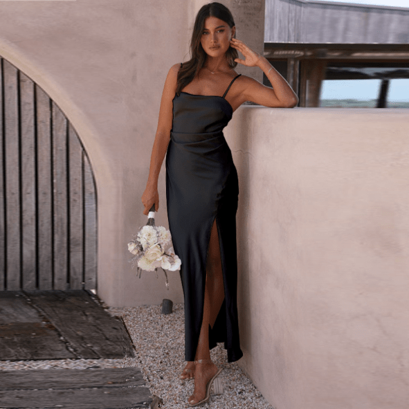 July - Schickes Maxikleid - Sommerkleid - Kleider - Schwarz - Müller Mode
