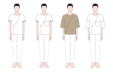 Jack PDF sewing pattern shirt with overlap variations