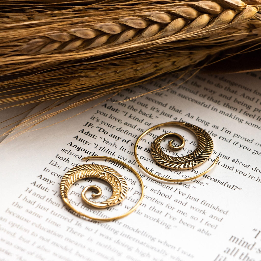 Nautilus Shell Spiral Earrings - Brass – Meelah Collections