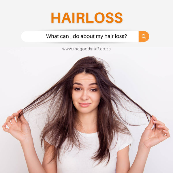 Understand hairloss. Women losing hair. Solutions to hair loss by The Good Stuff online health shop. 