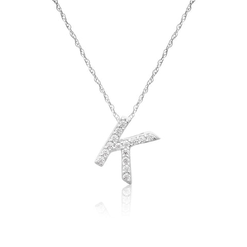 Valentine's Day gift idea initial necklace with the letter K on it.