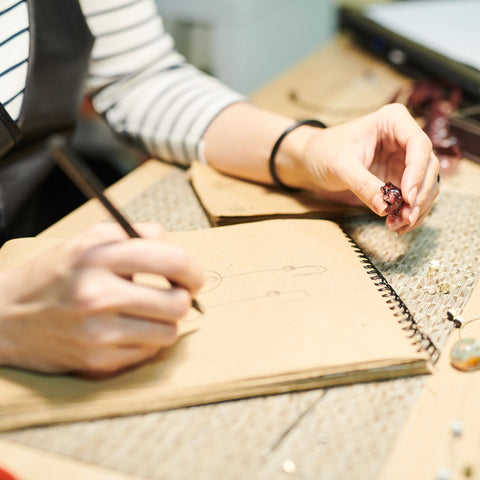 A master jeweler takes a sample of a ring and uses it to create a new custom design jewelry piece for a customer. 