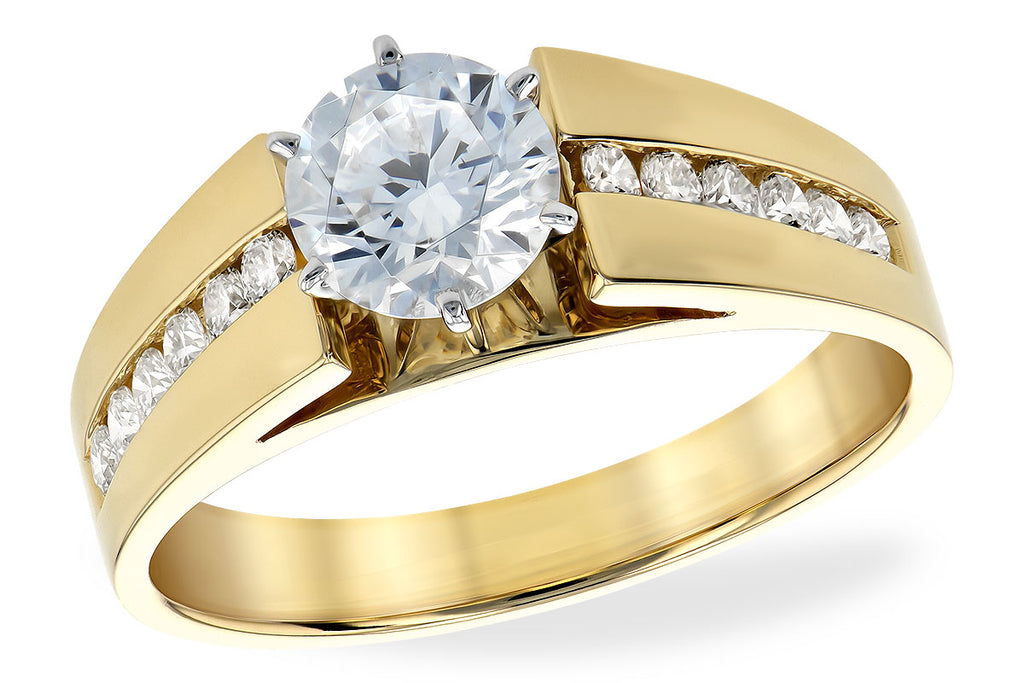 14K Yellow Gold Cathedral Channel Set Diamond Semi-Mount Engagement ...