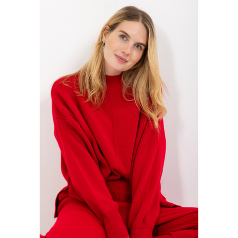 Loungewear, Rot, Blonde Haare, Zweiteiler, Set