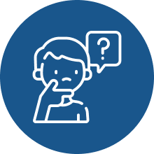 Illustration of a person with a question mark in a speech bubble, indicating confusion or inquiry.