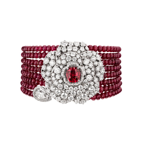 Collier et Bracelet Camélia, Rubis, Diamants et Or Gris, Chanel