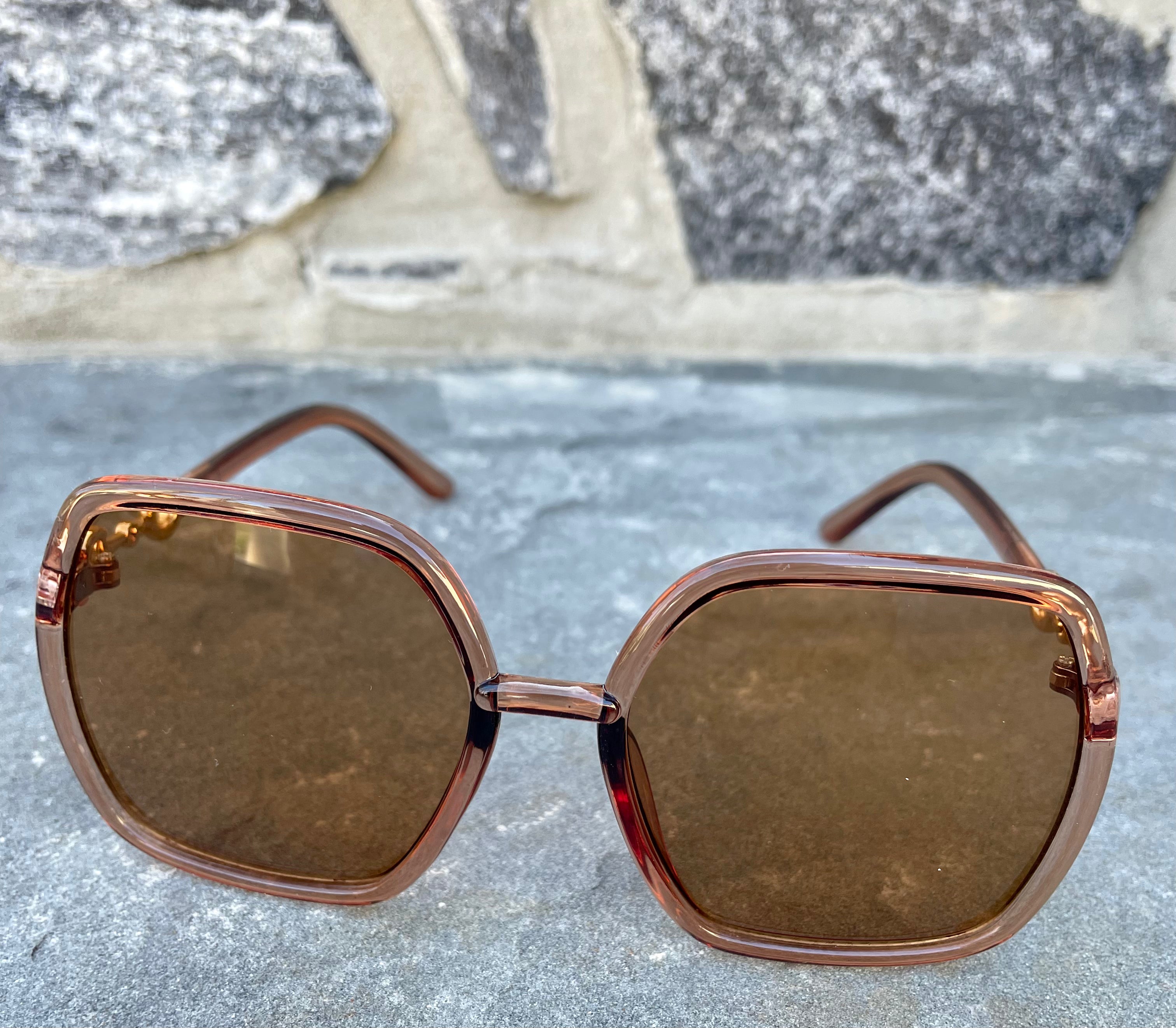 Square Gradient Sunglasses-Camel