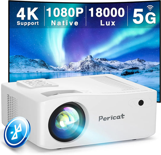 Pericat Projector with WiFi and Bluetooth, 5G WiFi Native 1080P Movie