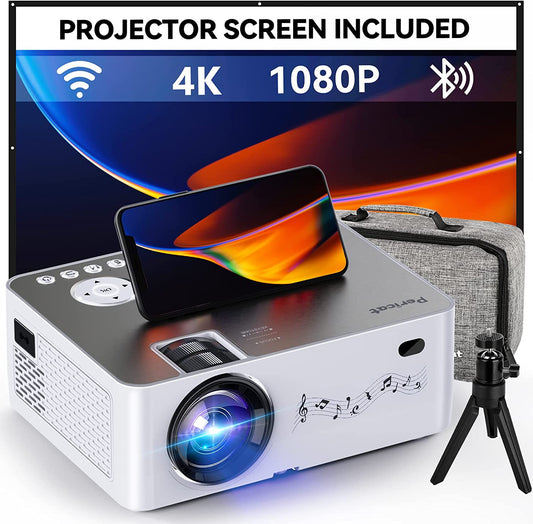 Pericat Projector with WiFi and Bluetooth, 5G WiFi Native 1080P Movie