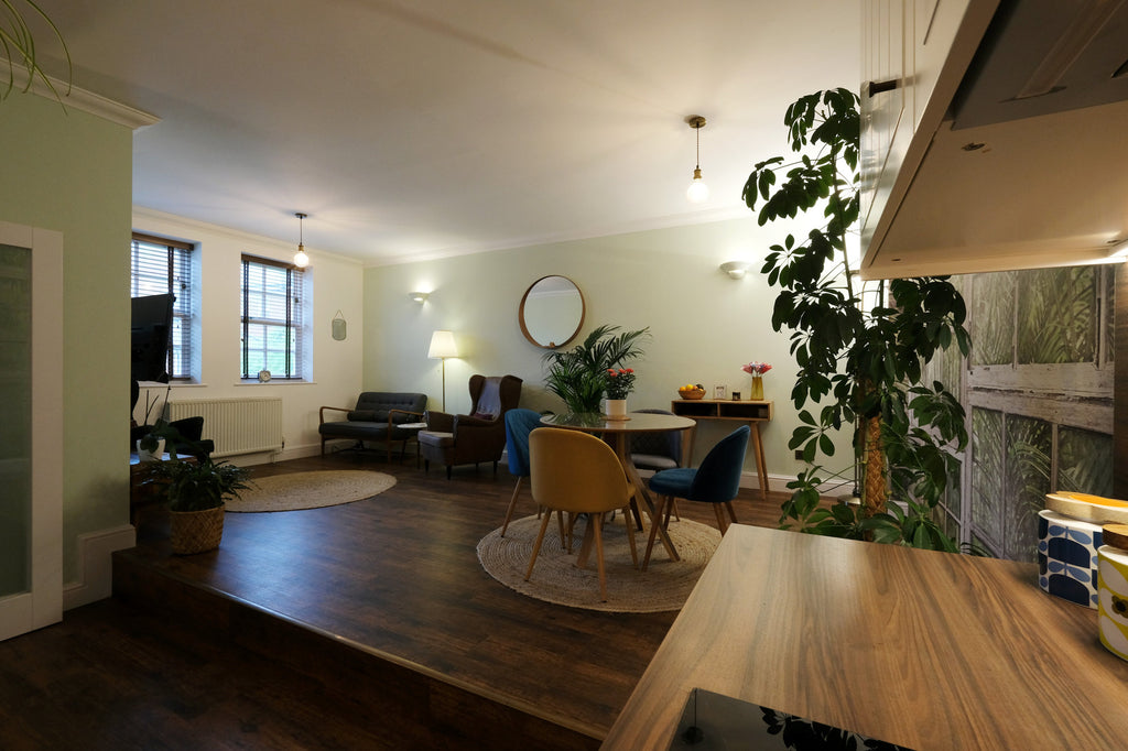 open plan living area in converted stables