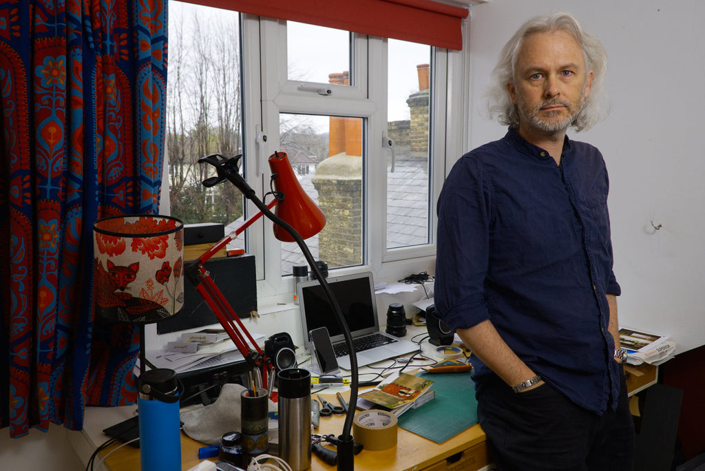 Studio selfie portrait of photographer Paul Treacy in London