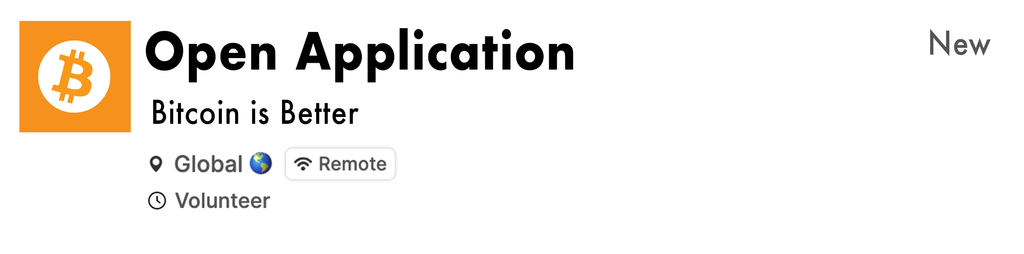 bitcoin is better volunteer job posting for open application