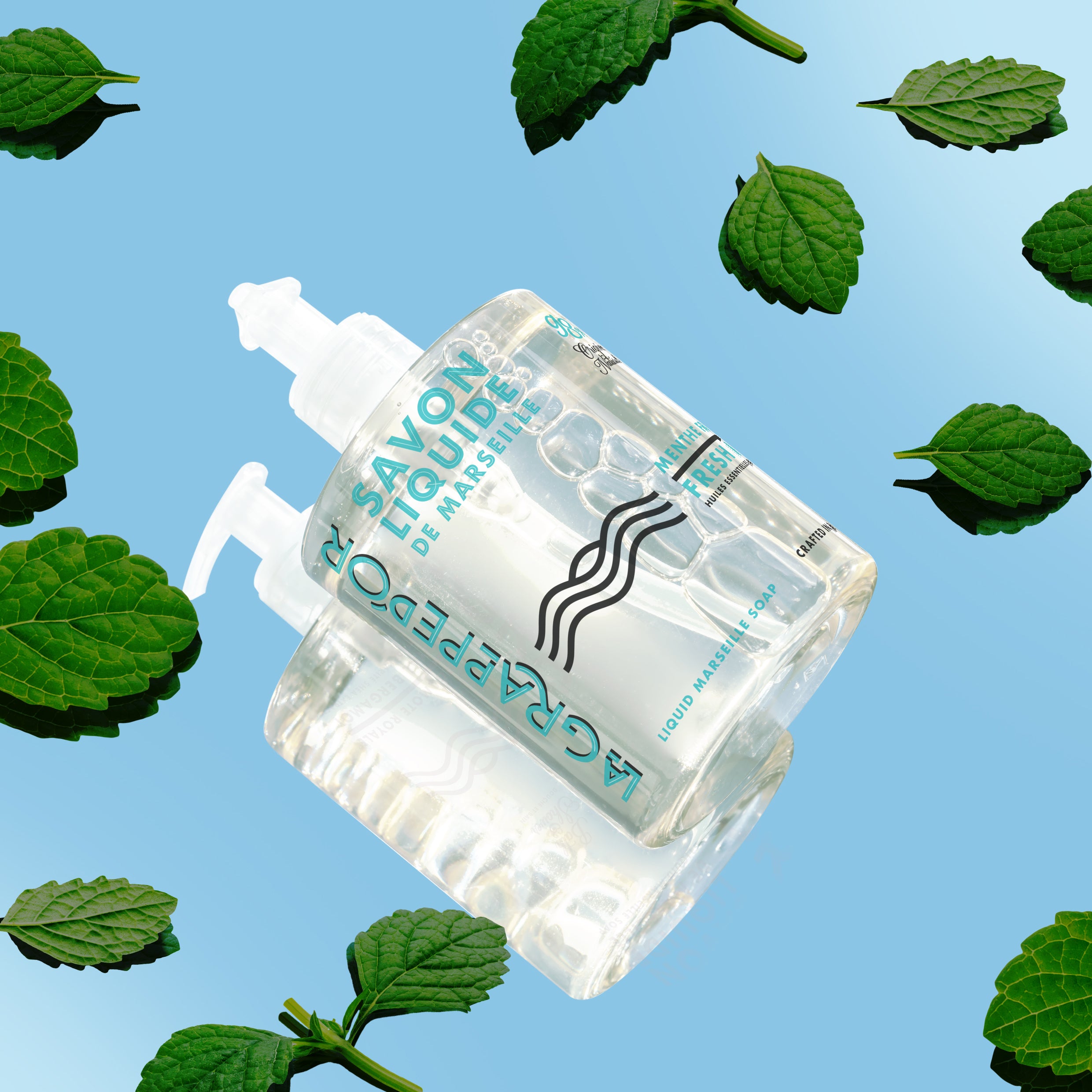 This rich liquid soap gently cleanses and refreshes the skin.