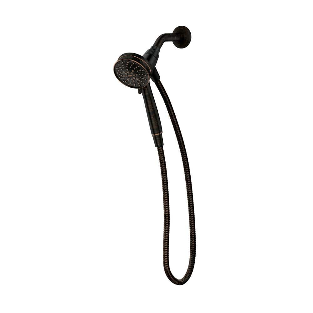 Attract 6-Spray 3.8 in. Single Wall Mount Handheld Shower Head in Mediterranean Bronze