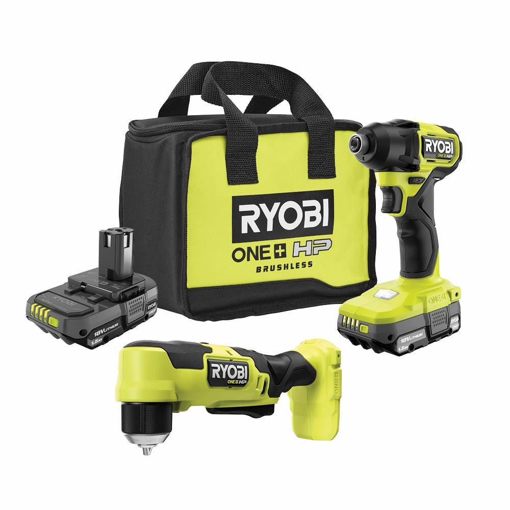 ONE+ HP 18V Brushless Cordless Compact 1/4 in. Impact Driver and 3/8 in. Right Angle Drill with (2) Batteries, Charger