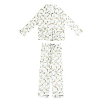 Nest Designs Women's Bamboo Pima Long Sleeve Button-up PJ Set - Jungle Stripes