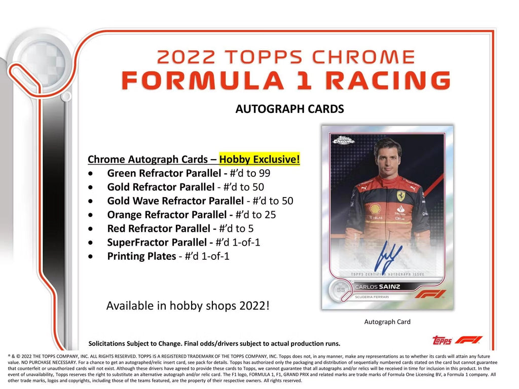 出群 2022 TOPPS CHROME Formula One F1 新品ボックス