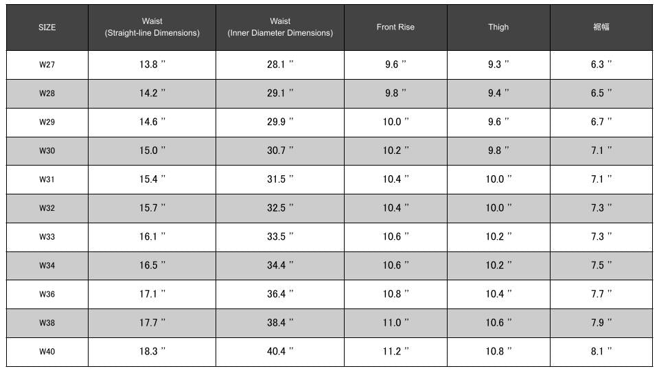 The Strike Gold Size Chart - 09