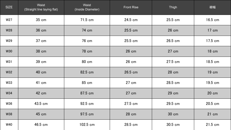 The strike gold regular tapered size chart