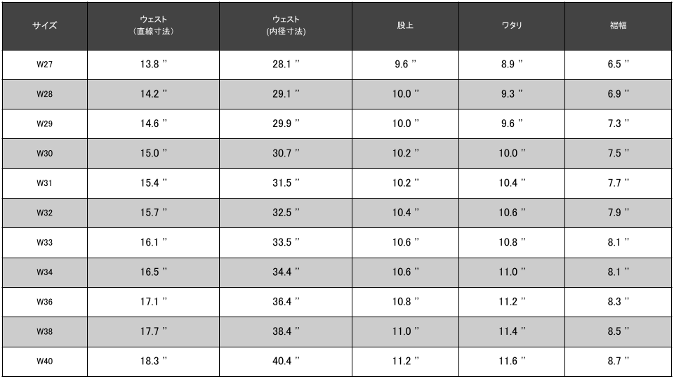 The Strike Gold Size Chart - 05 Stylish Straight