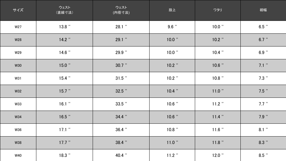 The strike gold regular tapered size chart