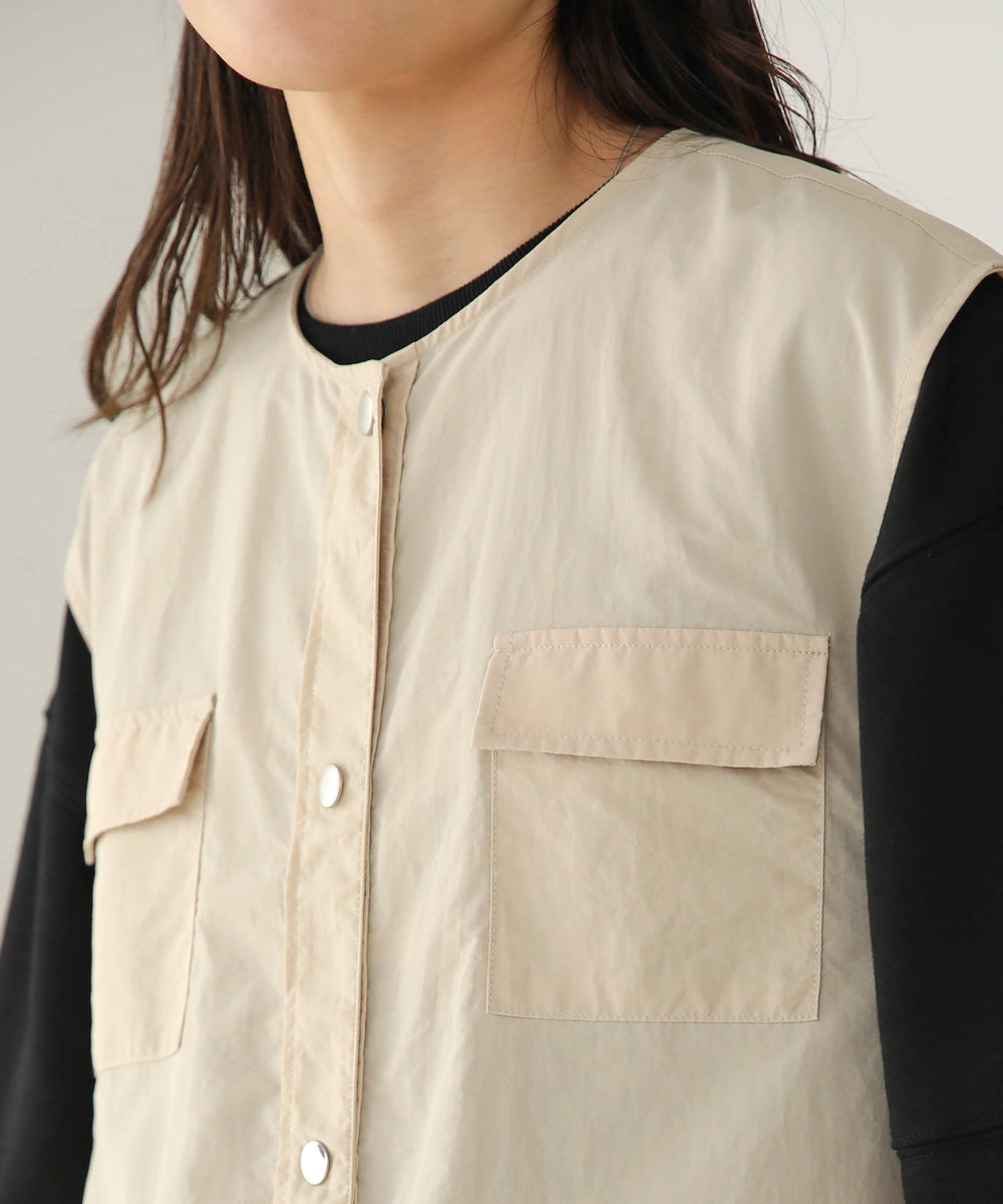 MILITARY ZIP SIDE SLIT VEST オフホワイト M - ベスト