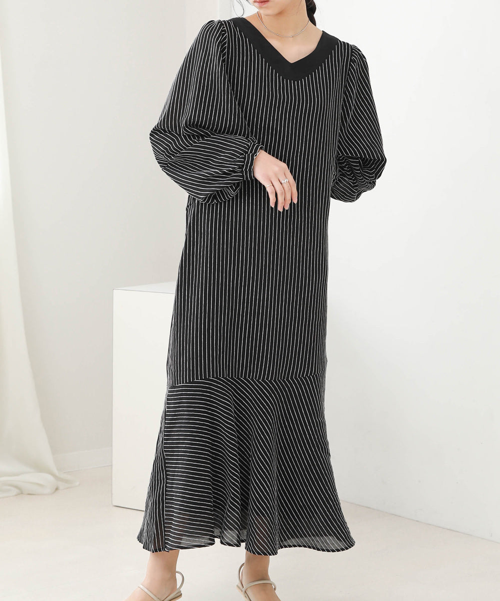 新品即完品】hyeon⋆ stripe flare onepiece-