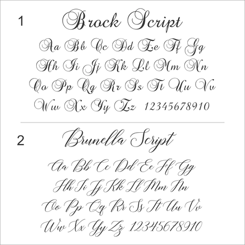 Font examples - Brock Script and Brunella Script