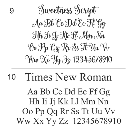 Font examples - Sweetness Script and Times New Roman