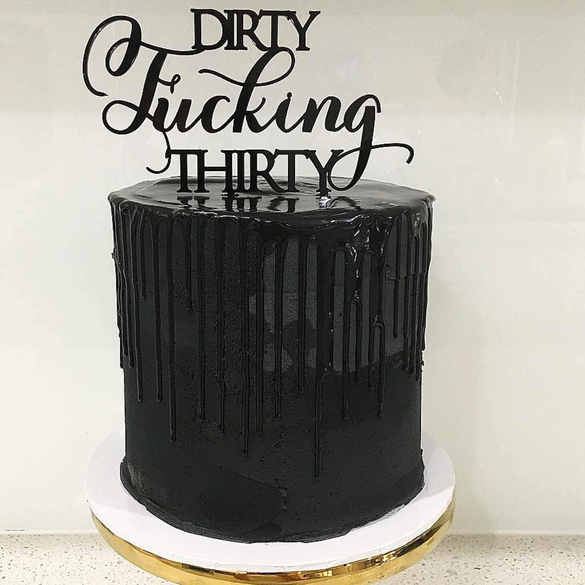 Amazon.com: PALASASA Black Gold Glitter Dirty 30 Cake Topper, Thirty Sign,  Happy 30th Birthday Party Decorations (Black) : Grocery & Gourmet Food