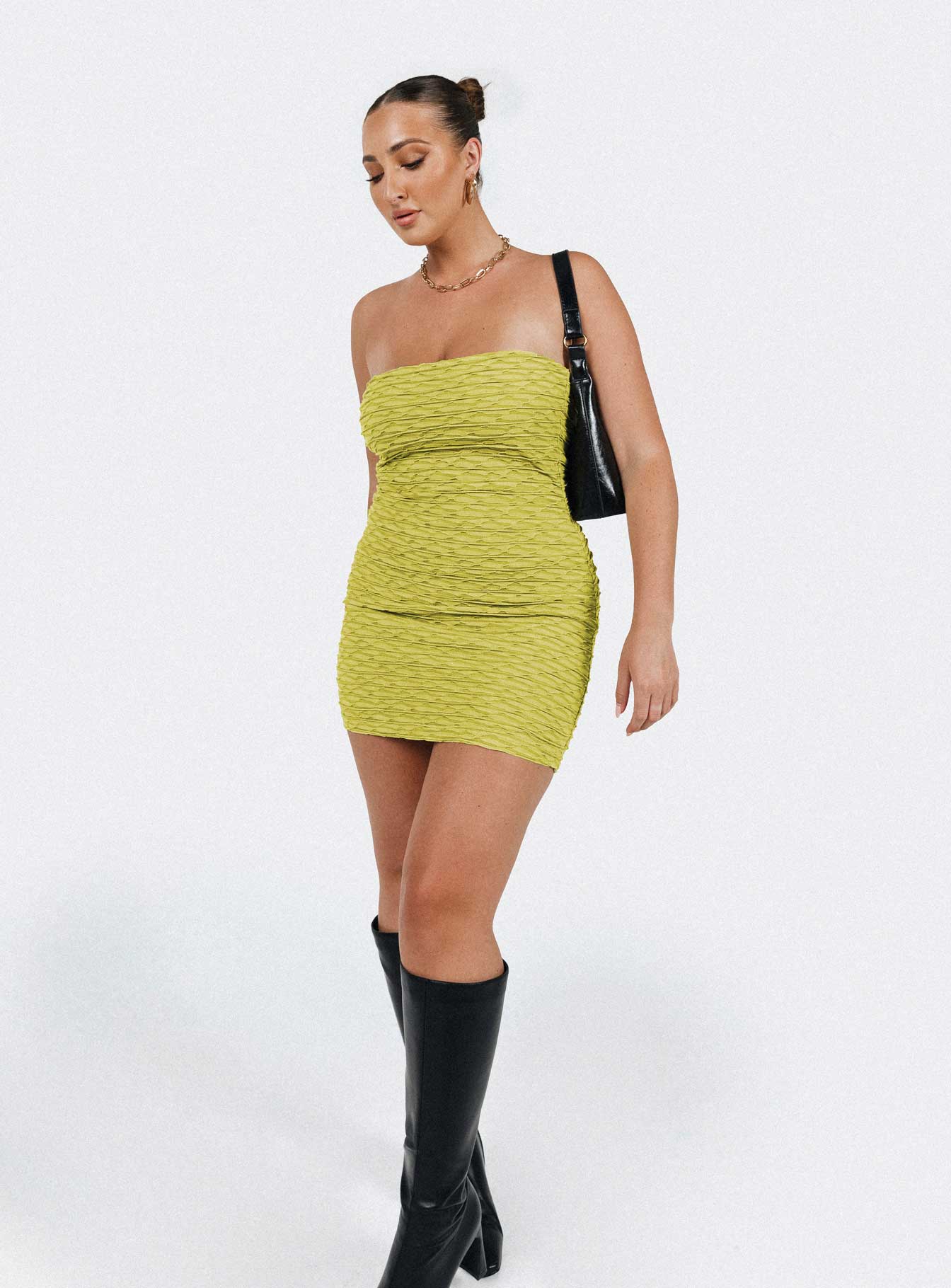 Cecile Strapless Mini Dress Green