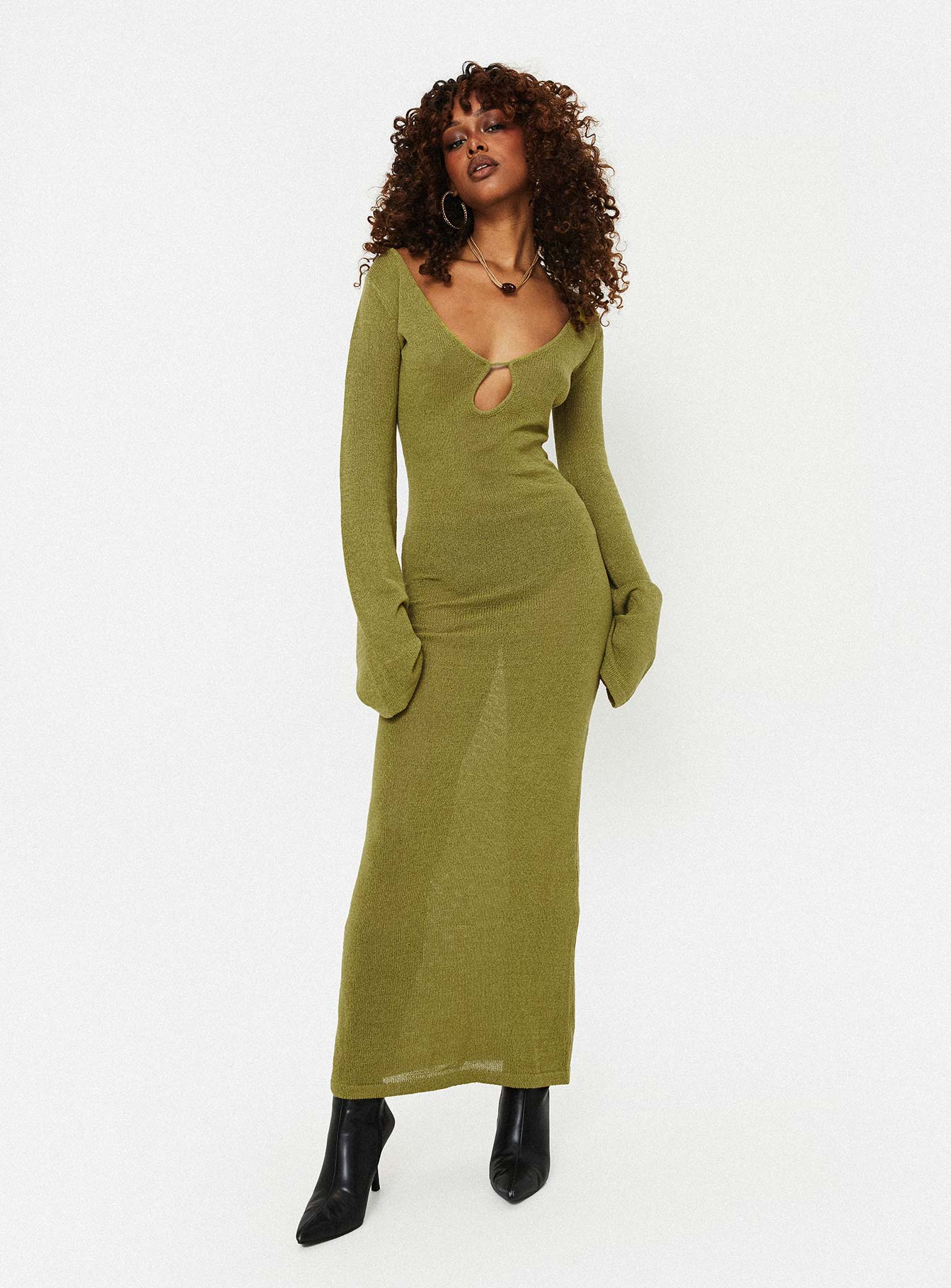 Balart Long Sleeve Maxi Dress Green