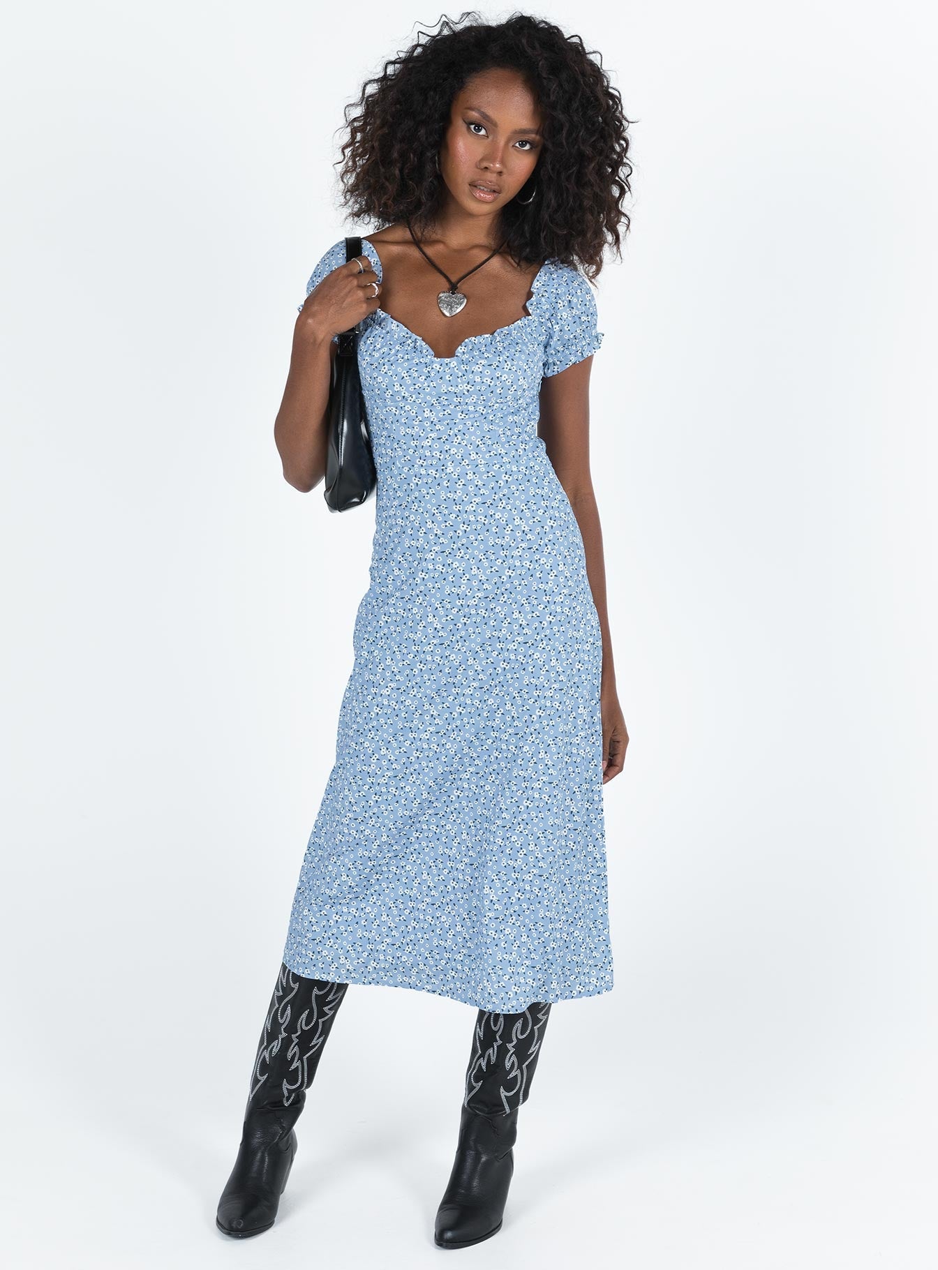 Just Like Heaven Midi Dress Blue Floral