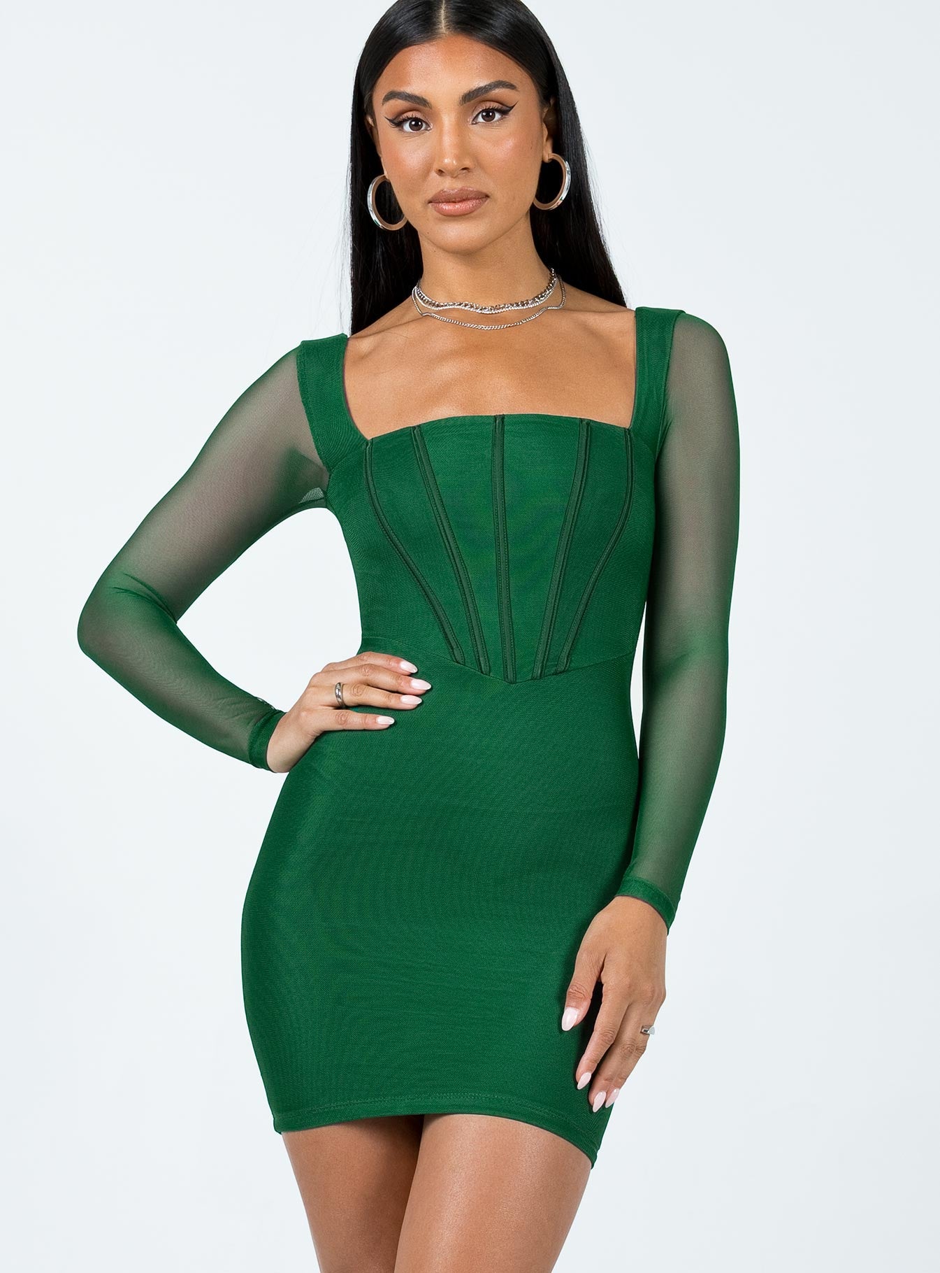 Ambleside Long Sleeve Mini Dress Green