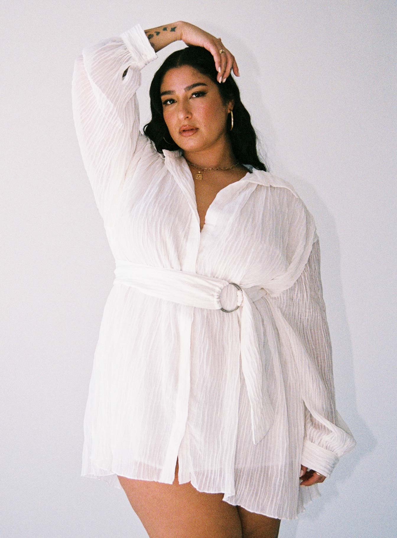Tune In Shirt Dress White Curve