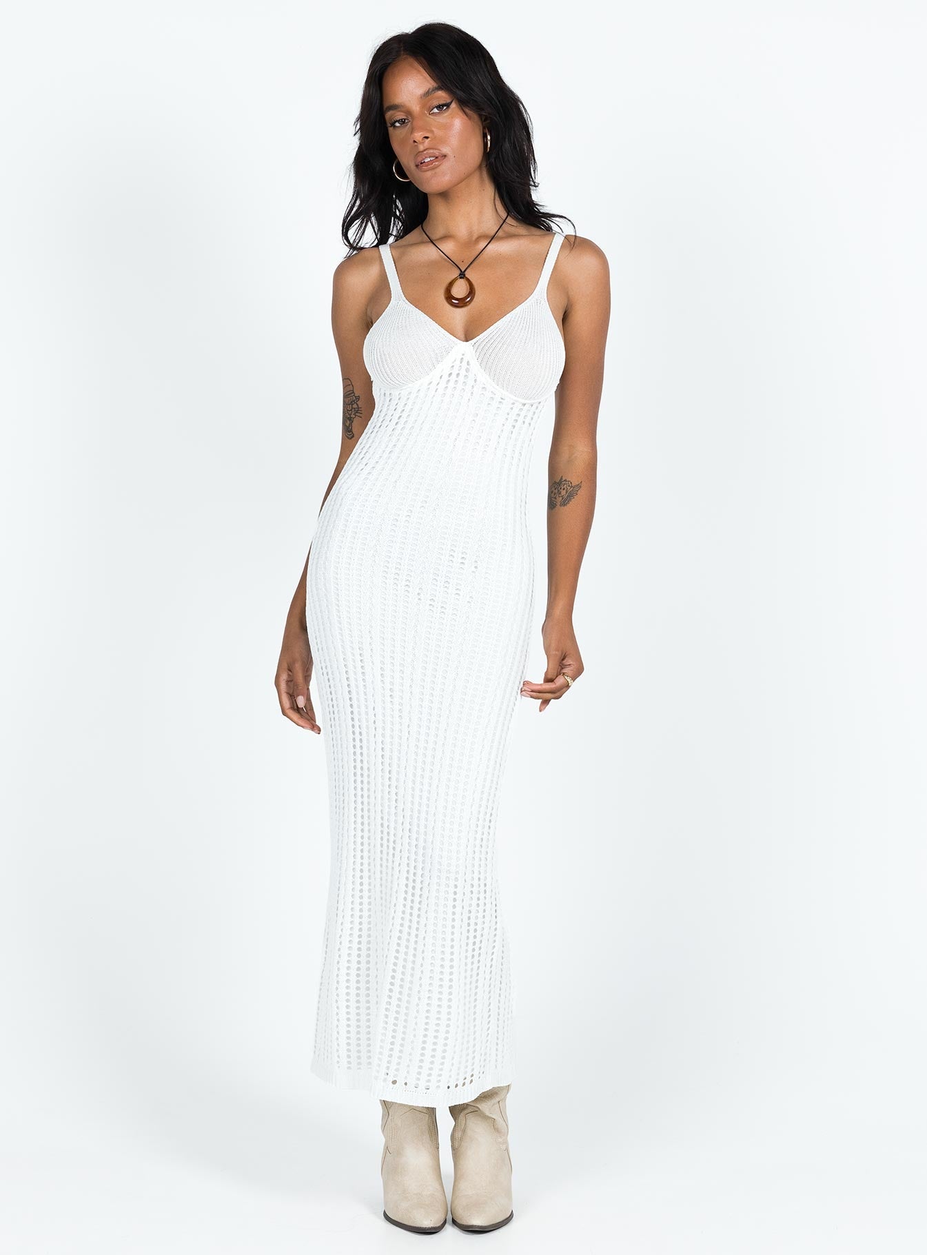 Francie Knit Midi Dress White