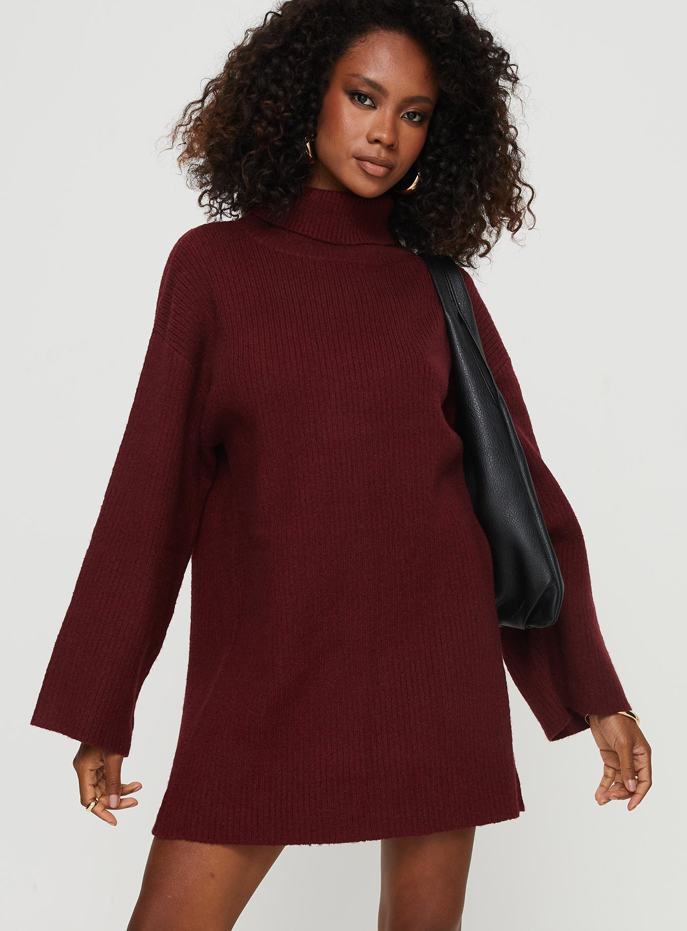 Sonelle Knit Mini Dress Burgundy