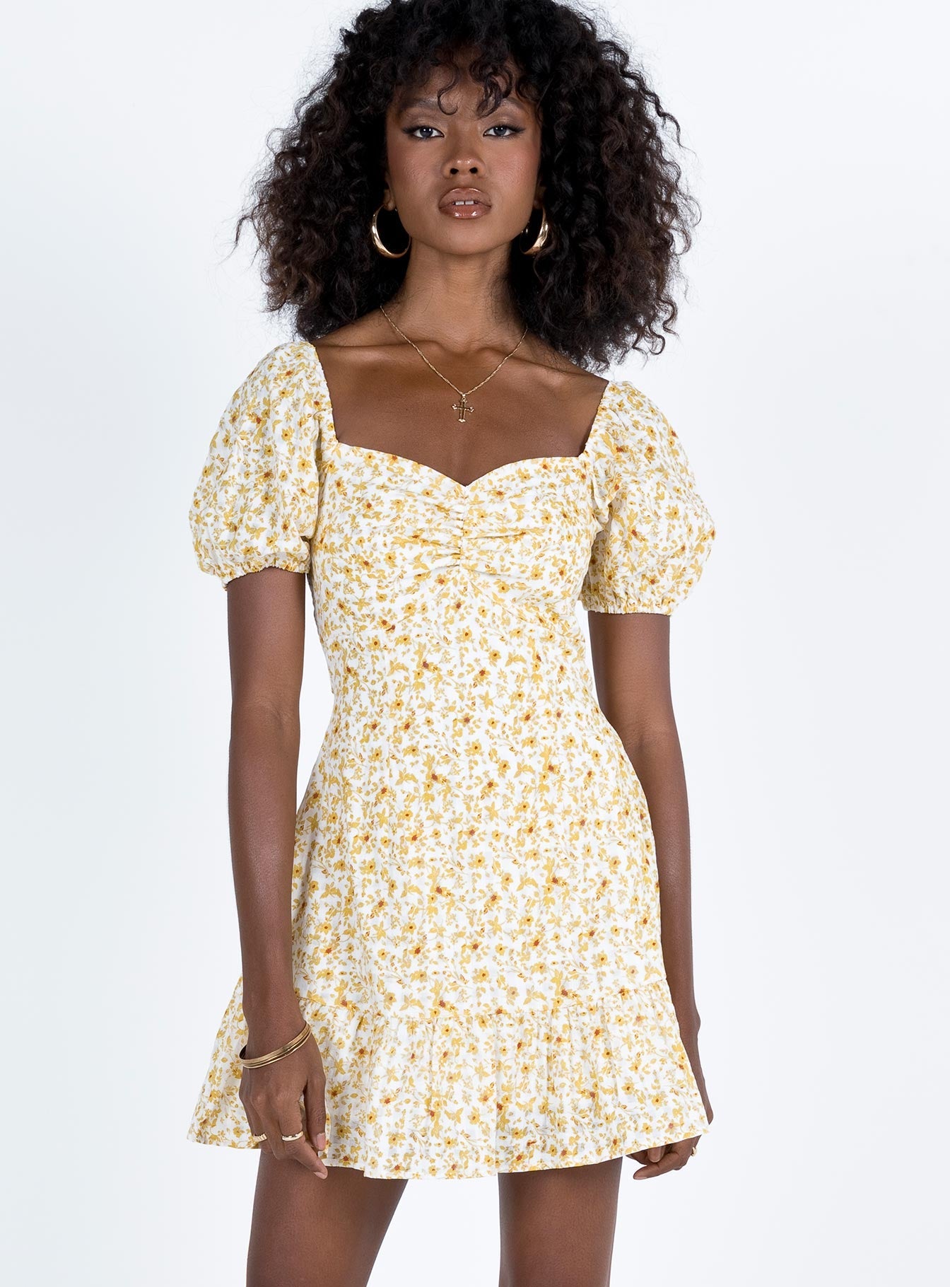 Kaori Mini Dress Yellow Floral