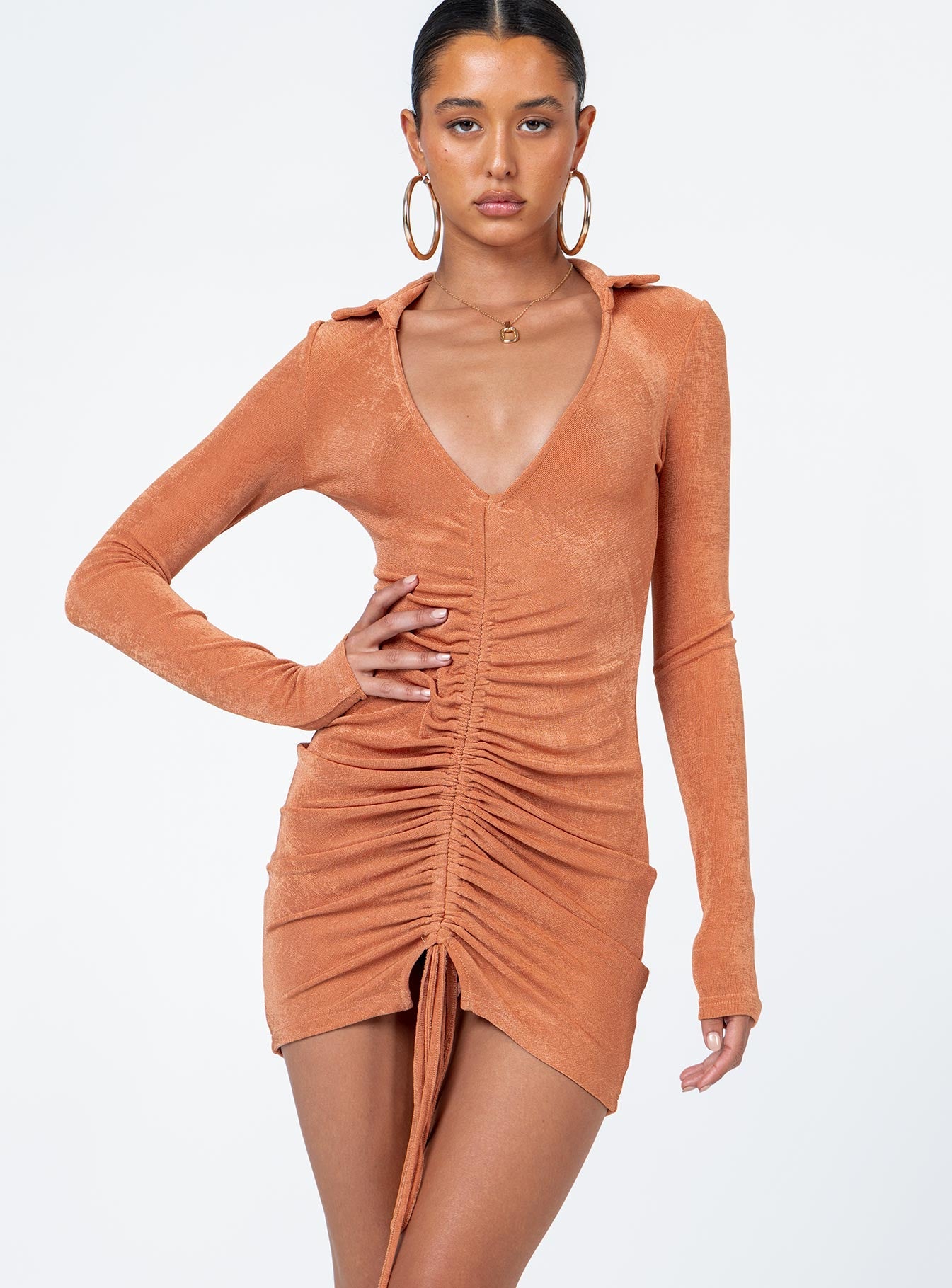 Carley Long Sleeve Mini Dress Orange