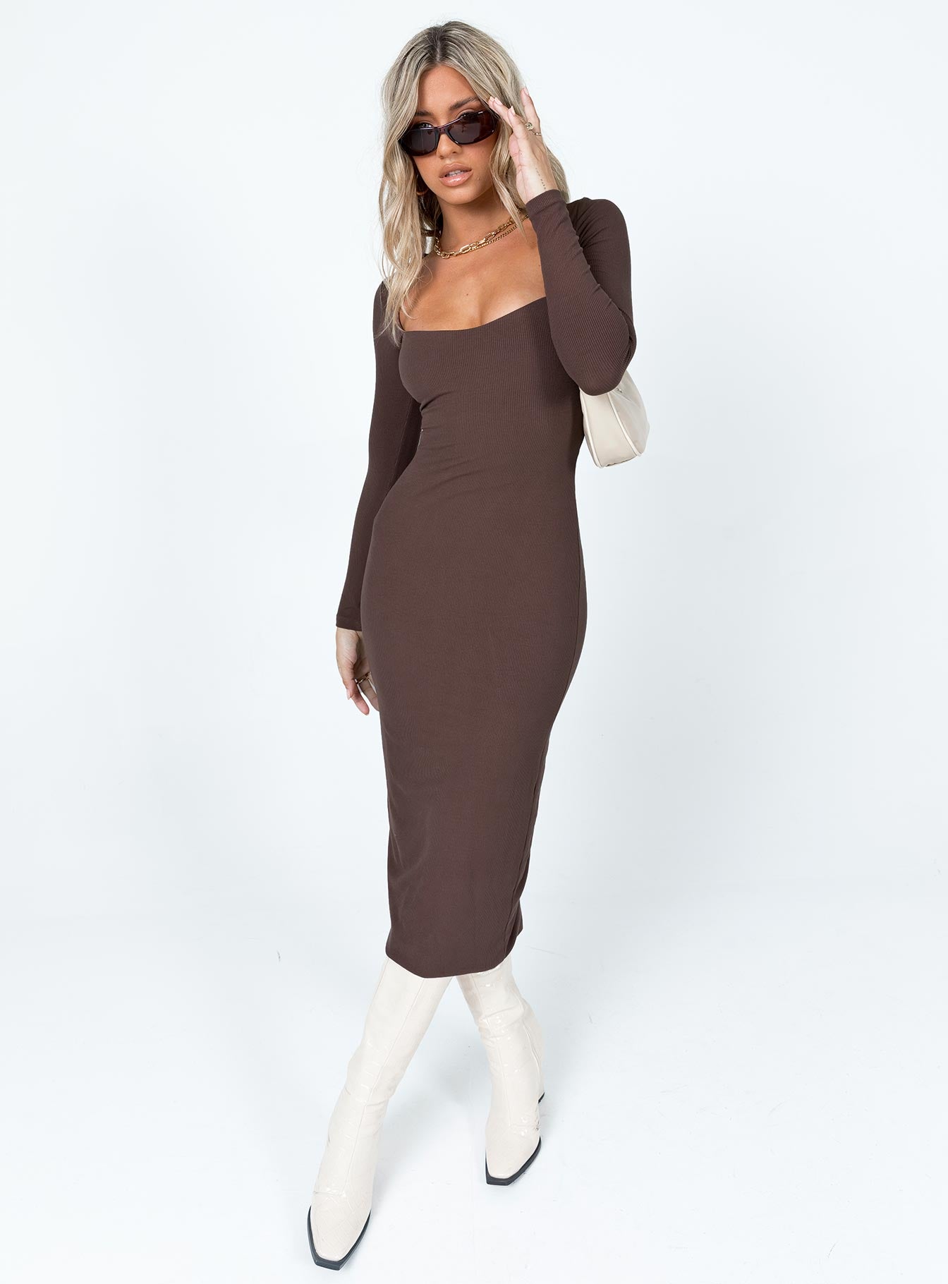 Nolan Midi Dress Brown