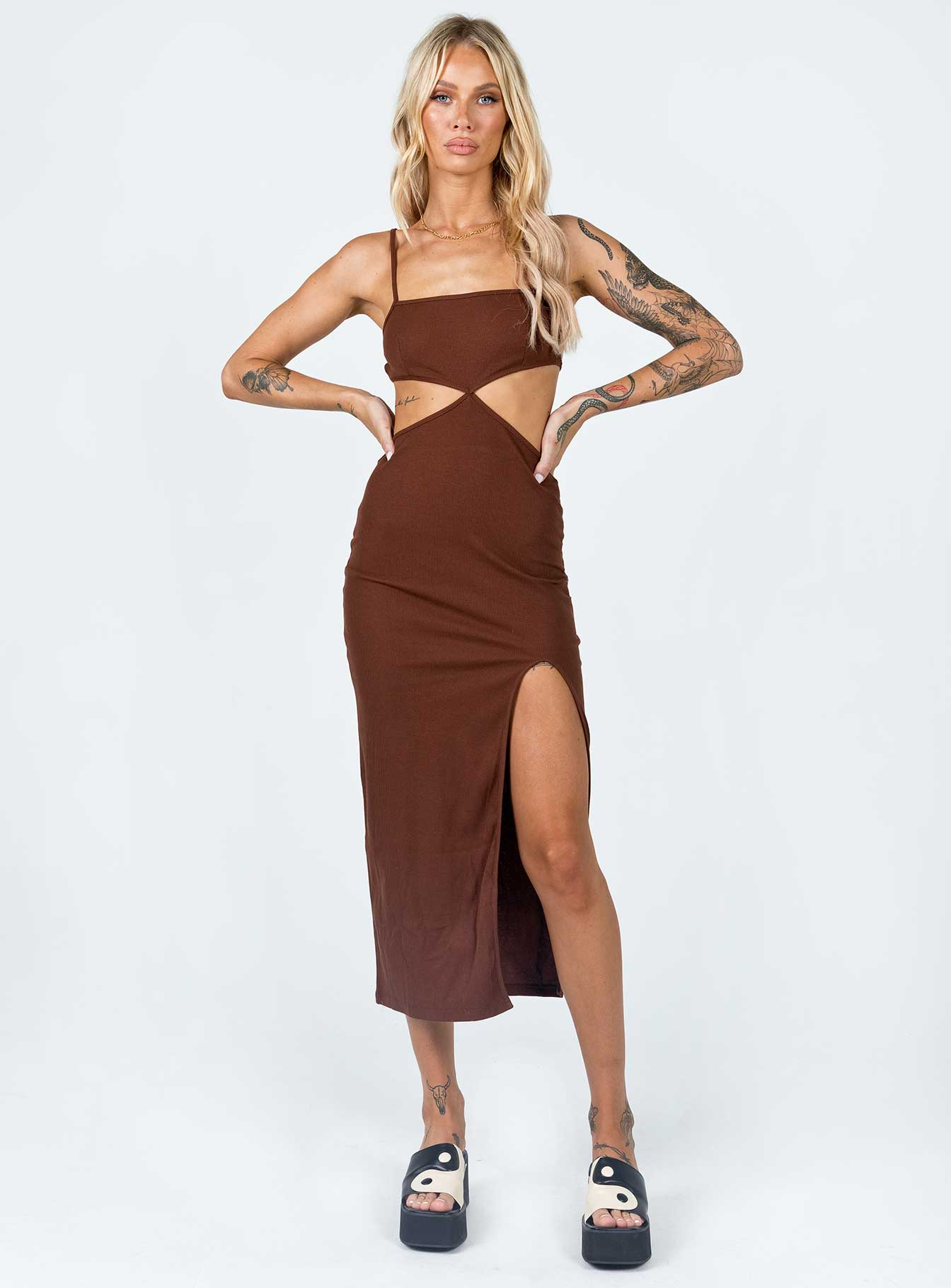 Elliot Midi Dress Brown