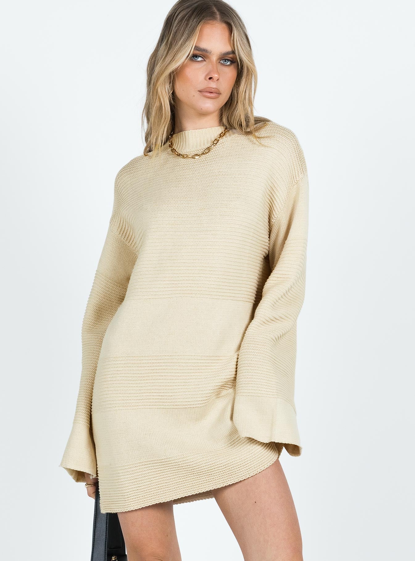 Cheyenne Knit Sweater Dress Beige